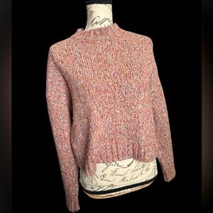 Women's Crop Oversized Multicolor Mock Neck Sweater